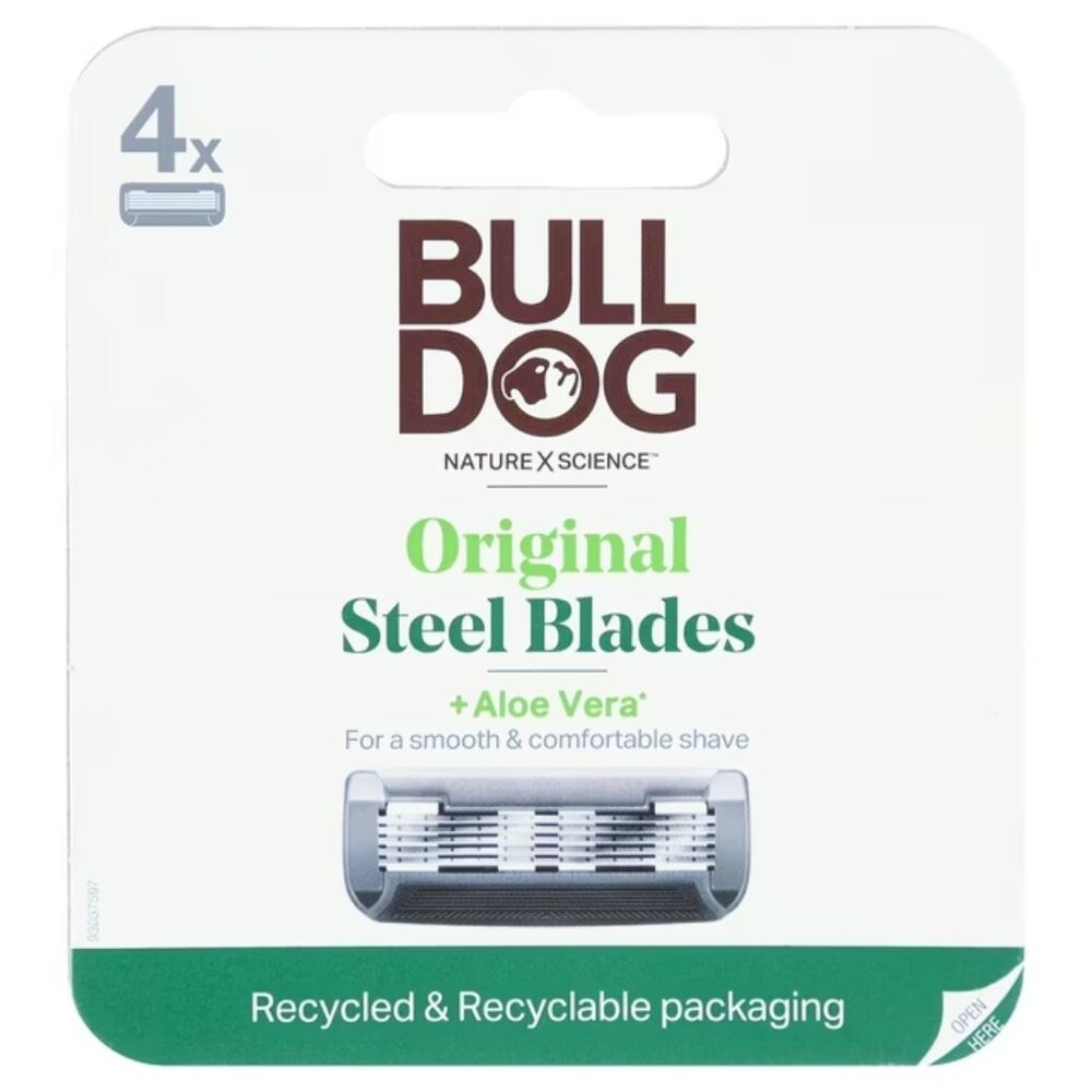 Bulldog Original Bamboo Men's 5-Blade Razor Blade Refill, 4 Ct, Steel Razor